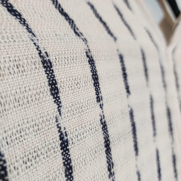 Ketza Guatemala Cotton Woven Cream Stripe Open Front Fringe Kimono One Size - Picture 2 of 16